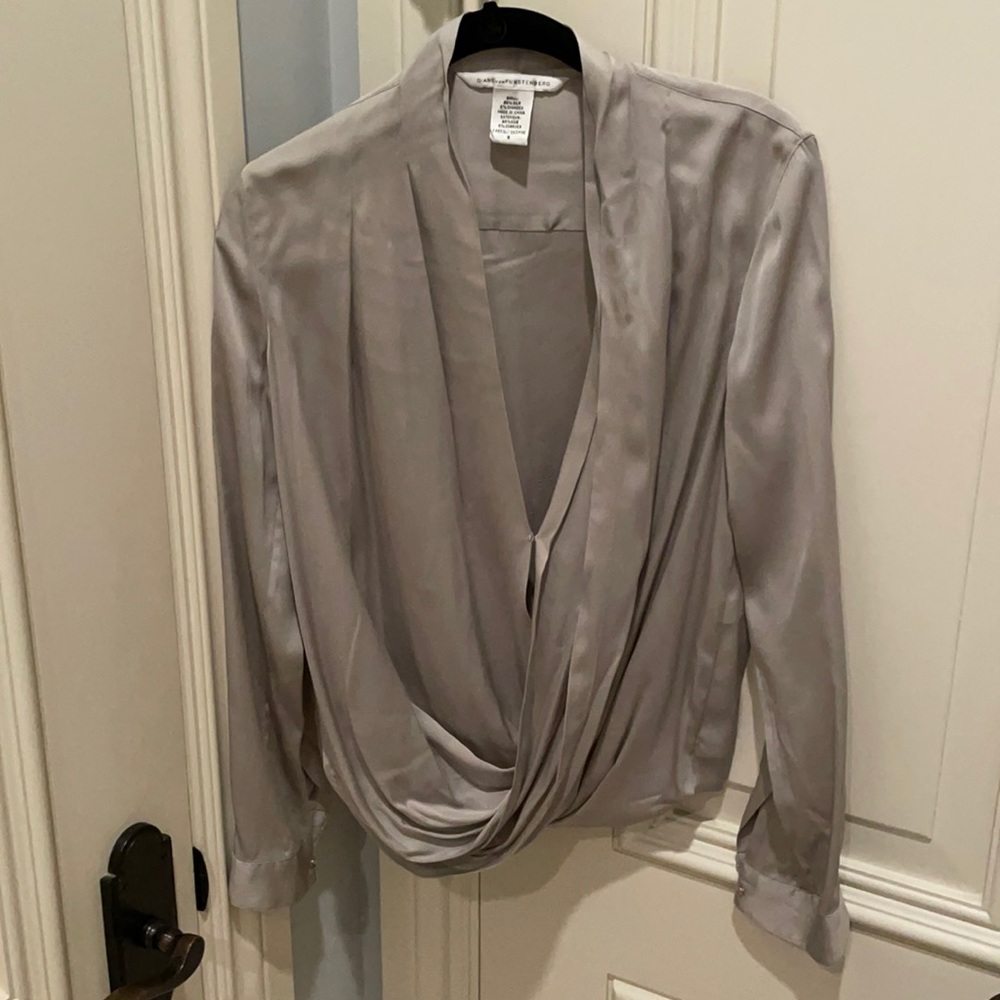 Diane von Furstenburg gray silk blouse